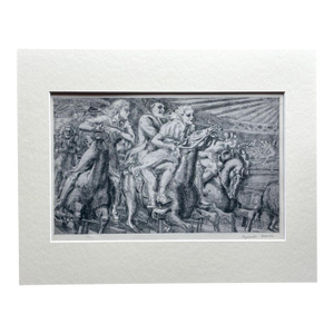 Vtg 1939 Print in 11x14 Mat, Ready to Frame: Reginald Marsh, "Merry-Go-Round"
