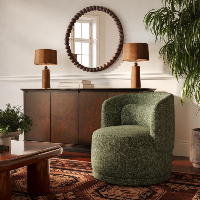 The Massa Textured Fabric Swivel Chair brings modern style and effortless versatility to any space. Upholstered in a soft,...