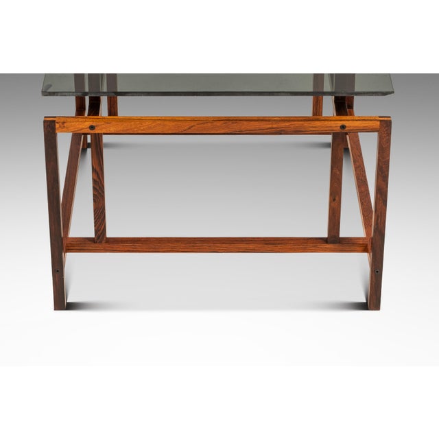 Wood Rare Mid-Century Danish Modern Rosewood & Smoked Glass End Table by Henning Nørgaard for Komfort of Denmark, C. 1960's For Sale - Image 7 of 14