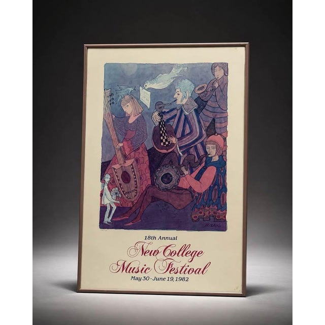Vintage 1982 New College Music Festival Framed Poster For Sale - Image 4 of 5