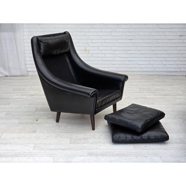 Black Vintage Danish Highback Chair by Aage Christensen, 1960s For Sale - Image 8 of 18