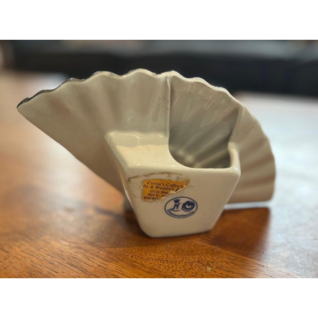 Vintage Capodimonte Ceramic Fan Mini Vase, signed.