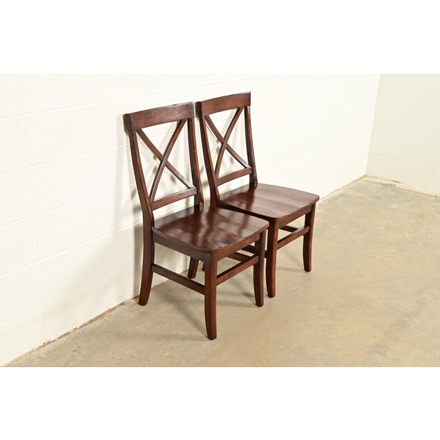 English Country Farmhouse Carved Walnut X-Back Side Chairs or Dining Chairs, Pair For Sale - Image 4 of 13