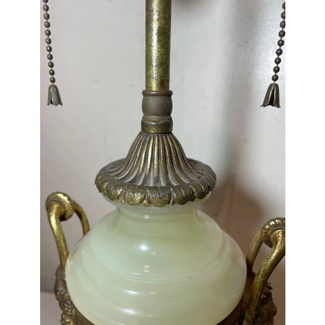 Antique English Ornate Victorian Green Onyx Gilt Bronze Figural Urn Table Lamp For Sale In New York - Image 6 of 15