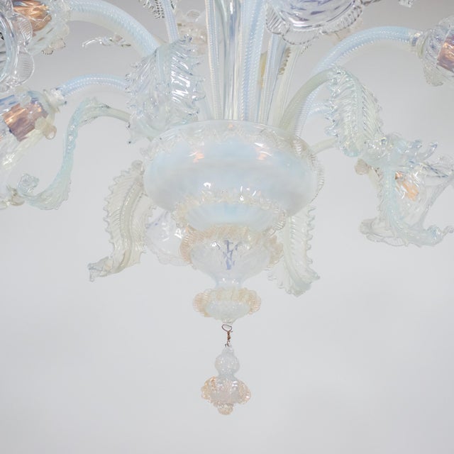 Vintage Ca'Rezzonico Style Gold Infused and Opaline Murano Chandelier For Sale - Image 13 of 17