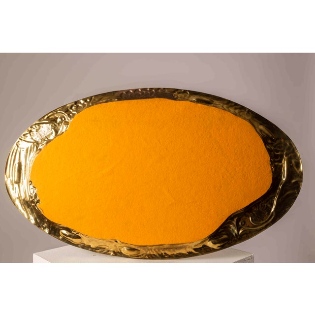 Large decorative tray made by Valenti, Spain, during the 20th century. Oval in shape and generously sized, it features a...