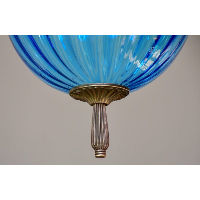 Vintage Murano Blue Glass Pendant Light, 1960 For Sale - Image 4 of 11