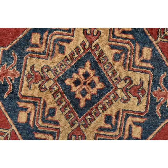 Textile Kazak Rug 4’1” X 6’4” Red Wool Tribal Hand-Knotted Oriental Carpet For Sale - Image 7 of 12