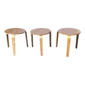 Circa 1940s Alvar Aalto Side Tables by Artek, Model 60 - Set of 3