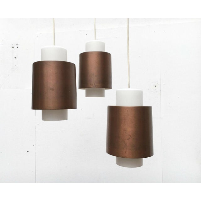 Copper Mid-Century Modern German Space Age Triple Cascade Copper and Glass Pendant Lamp from Staff, 1960s For Sale - Image 8 of 18