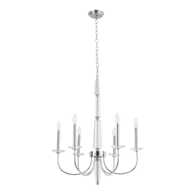 Pasargad Home Hestia Lucite & Polished Chrome Chandelier For Sale