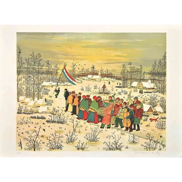 Landscape is a Lithograph on paper realized by Ivan Lackovic in the 1980s . Hand-signed. Artist's proof. Good conditions....