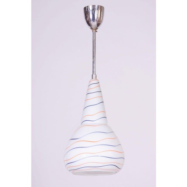 Mid-Century Chandelier in Chromed Steel and Milk Glass, Czech, 1960s For Sale - Image 4 of 12