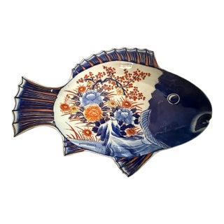 Antique Japanese Meiji Period Imari Porcelain Sea Bream Fish Platter For Sale
