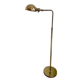 Vintage Mid 20th Century Brass Adjustable Height Standing Pharmacy Lamp For Sale