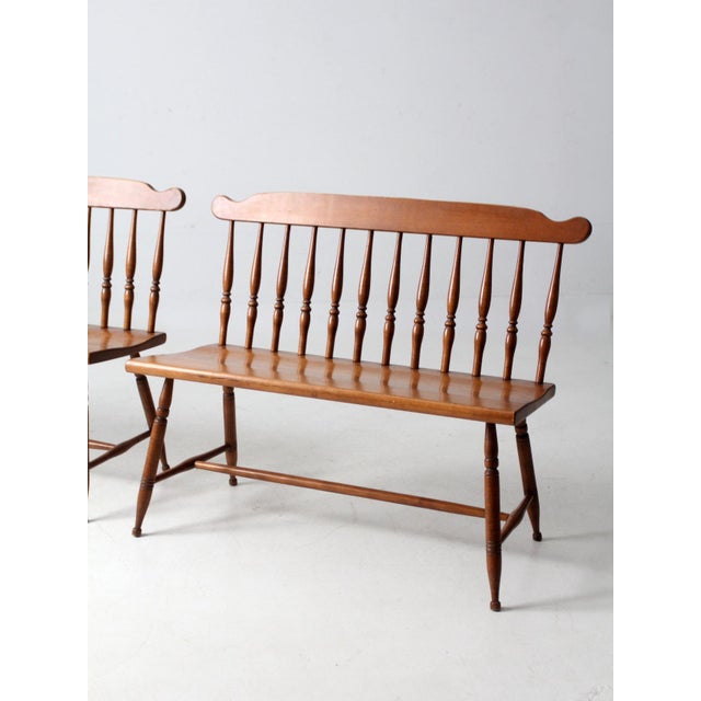 Mid-Century Colonial Revival Maplelux Maple Benches Pair For Sale - Image 15 of 18