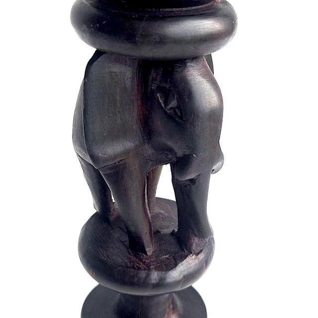 Vintage Hand-Carved African Ironwood Elephant Candlestick Holder For Sale - Image 14 of 15