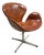 First Edition Swan Chair in Patinated Leather by Arne Jacobsen, 1950s For Sale