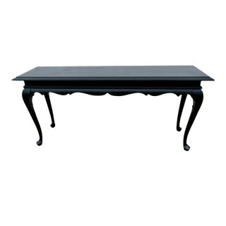 Vintage Ethan Allen Solid Cherry Queen Anne Conosle Table in a Black Finish For Sale