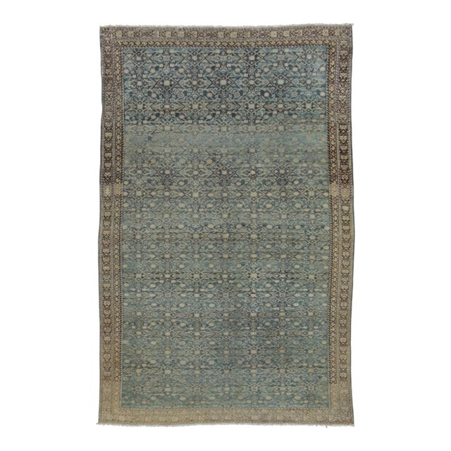 Antique Persian Malayer Runner in Blue and Beige With Floral Pattern - Rug & Kilim For Sale