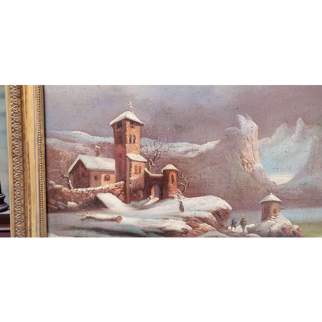 Winter Landscape, 1800s, Oil Painting, Framed For Sale - Image 7 of 9