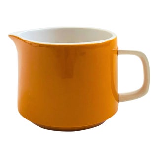 Mid Century Mikasa Mediterrania Orange and White Creamer Pitcher For Sale