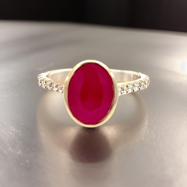 Natural Ruby Diamond Ring 6.75 14k Y Gold 4.38 TCW Certified For Sale - Image 11 of 18