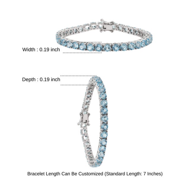 Early 21st Century 20 CTTW Blue Topaz Tennis Bracelet in 925 Sterling Silver 7 Inch For Sale - Image 11 of 13