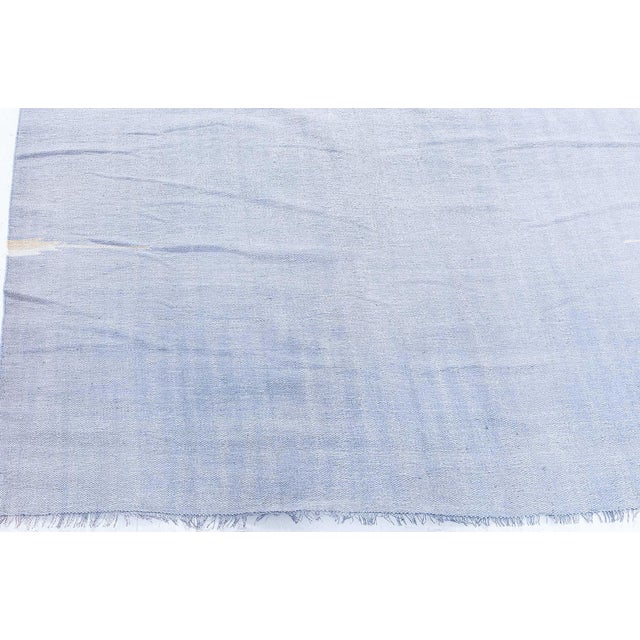 1940s Doris Leslie Blau Mid-Century Indian Dhurrie Rug In Blue Flatweave Cotton - Pale For Sale - Image 5 of 7