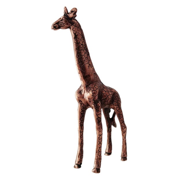 1970s Copper Finish Metal Giraffe Sculptures For Sale - Image 6 of 6