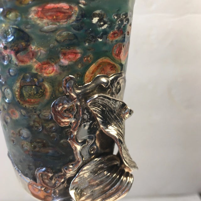 Finely Blown Glass and Silver Metal Goblet For Sale - Image 4 of 11