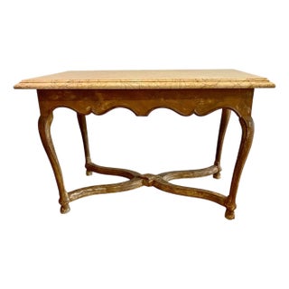 Antique 19th C French Country Sienna Marble Top Table For Sale