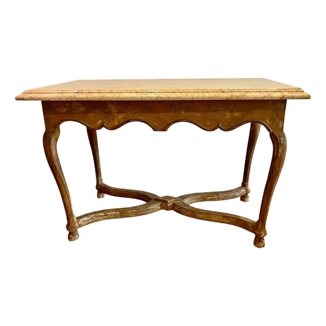 Antique 19th C French Country Sienna Marble Top Table For Sale
