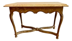 Antique 19th C French Country Sienna Marble Top Table