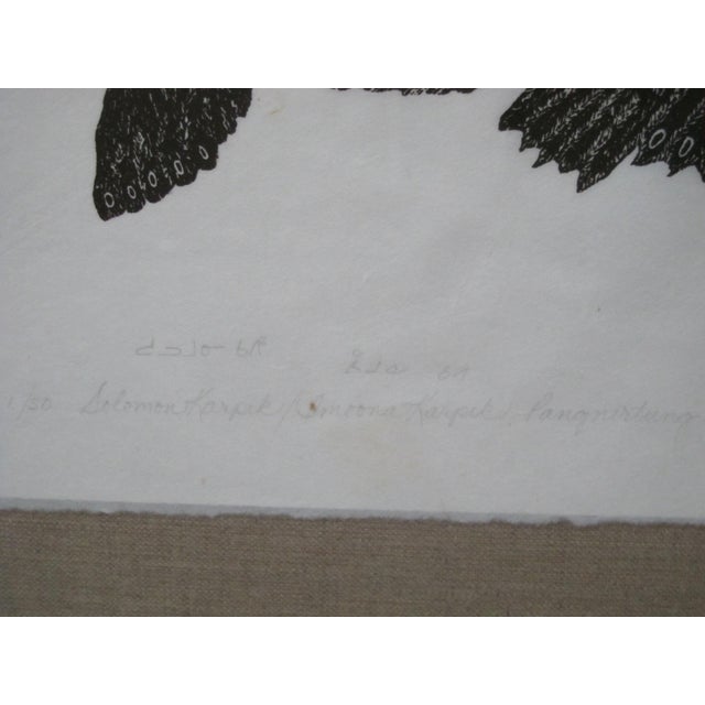 Folk Art Solomon & Imoona Karpik Stone Cut Limited Edition Signed Print Watchful Walrus For Sale - Image 3 of 8