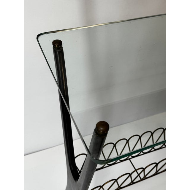 Cesare Lacca Italian Console Table in Walnut, Brass, Italy 1950s For Sale - Image 10 of 17