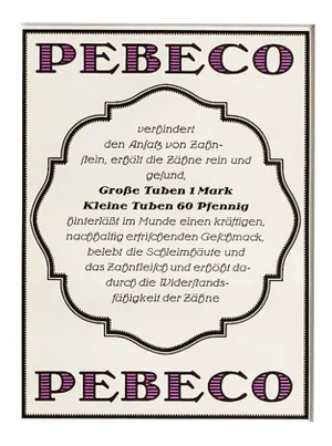 1920s Original German Toothpaste Ad, Pebeco, Matted