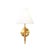 Worlds Away Matthew Izzo Home Sylvia Rechargeable Brass and Rattan Wall Sconce With White Linen Shade For Sale - Image 4 of 4