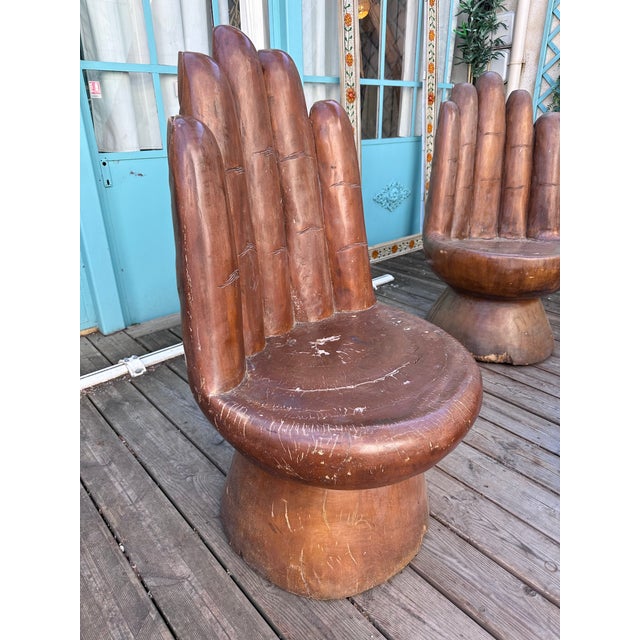 Vintage Wooden Hands Chairs, 1970s, Set of 6 For Sale - Image 9 of 11