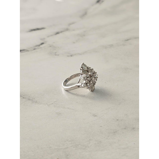 2020s Two Carat Baguette Diamond Cocktail Ring 14k White Gold, Size 8 For Sale - Image 5 of 5
