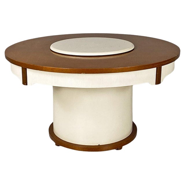 Italian Wood Coffee Table with Bottle Holder, 1960s For Sale