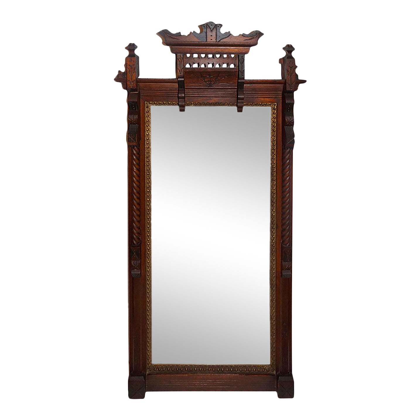 1870's Victorian Eastlake Style Carved Wood Mirror Chairish