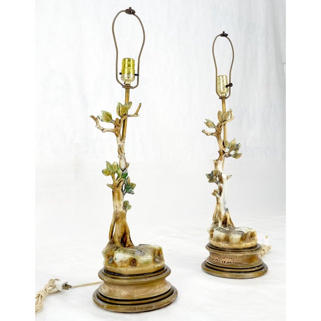 Gold Pair of Faux Twig Style Bases Decorative Table Lamps C1940s For Sale - Image 8 of 10