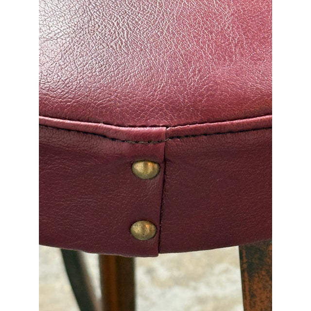Burgundy Mid 20th Century Burgundy Vinyl + Metal Bar Stools, Set of Three For Sale - Image 8 of 12