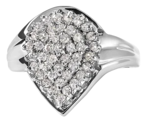 10K White Gold 1/2 Cttw Diamond Pear Shaped Cluster Ring (H-I Color, I1-I2 Clarity) - Ring Size 7