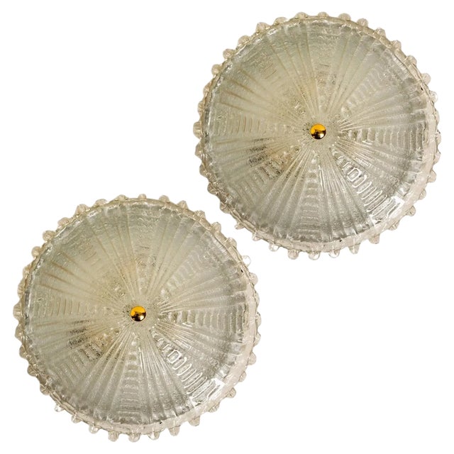 Large Glass Flush Mount from Peill & Putzler, Germany, 1970s For Sale