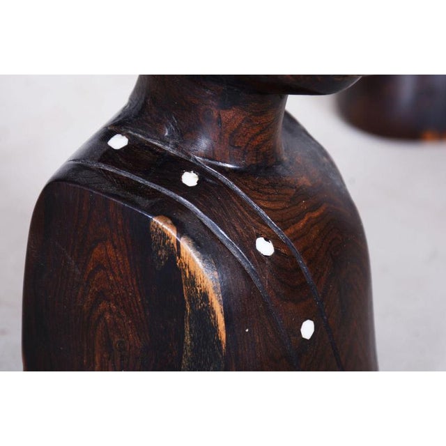 Wood Vintage African Bookends in Lacquered Ebony, 1920s, Set of 2 For Sale - Image 7 of 11