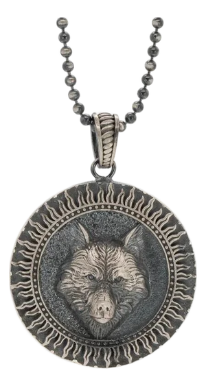 Spirit Animal Wolf Symbol Pendant Sterling Silver Necklace