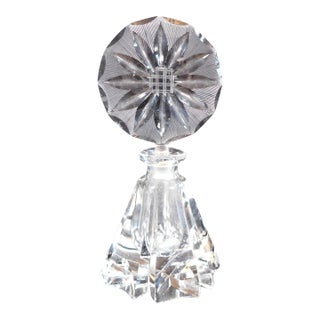Cut Crystal Irice Brand Perfume Bottle With Large Round Stopper For Sale
