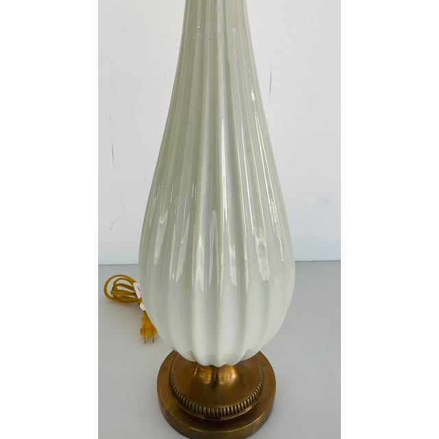 Currey & Company Currey & Co. Fluted Tear Drop White Porcelain Table Lamp For Sale - Image 4 of 5